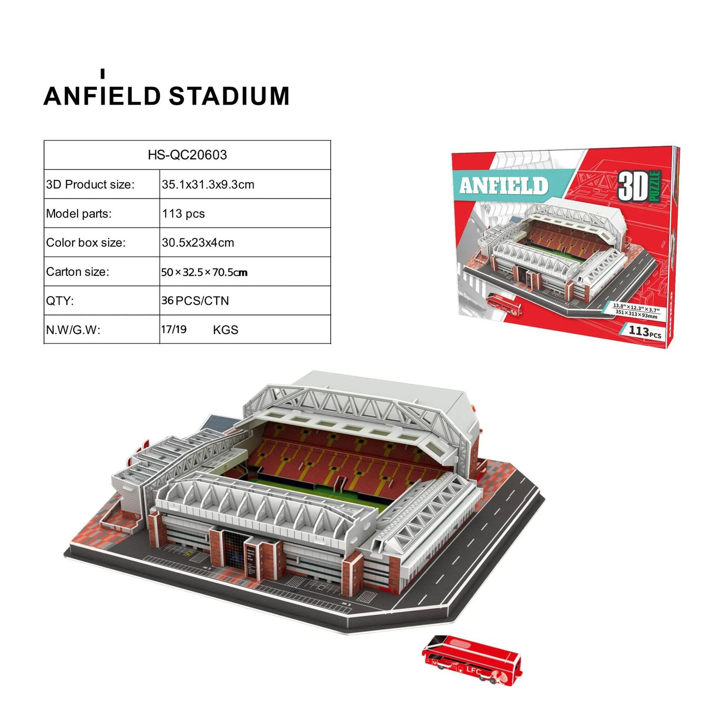 Large 3d Football Stadium Puzzle - Anfield (Liverpool)