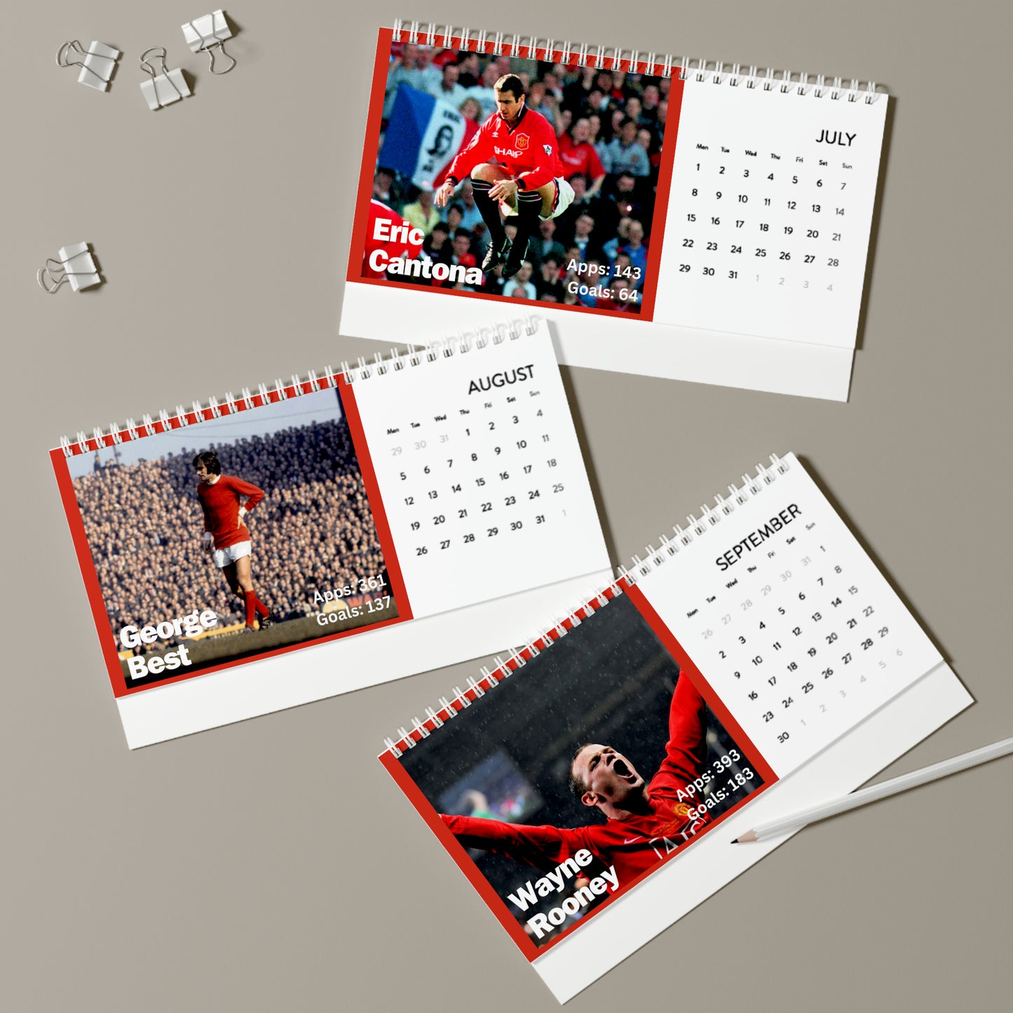 Manchester United Legends 2024 Desk Calendar