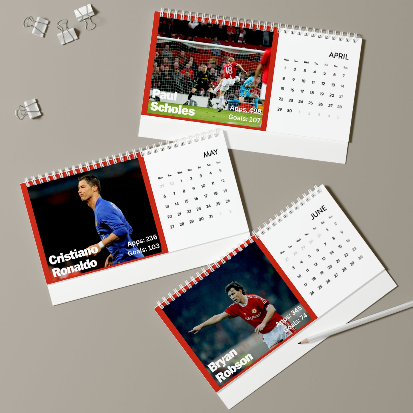 Manchester United Legends 2024 Desk Calendar