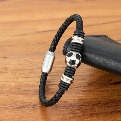Leather Football Bracelet, Magnet Clasp