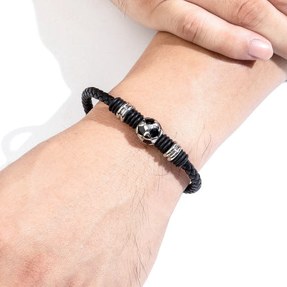Leather Football Bracelet, Magnet Clasp