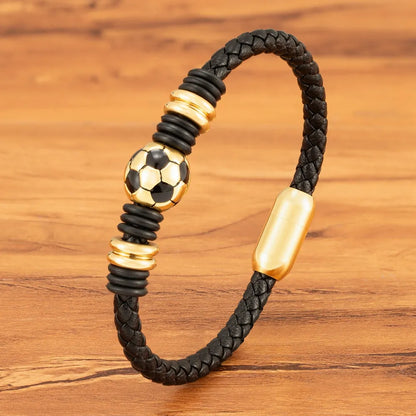 Leather Football Bracelet, Magnet Clasp