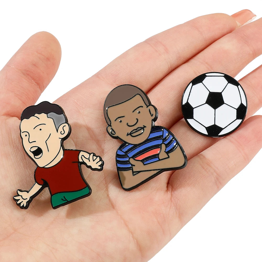 Cartoon Football Player Pin Badges