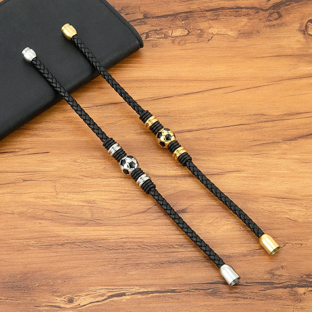 Leather Football Bracelet, Magnet Clasp