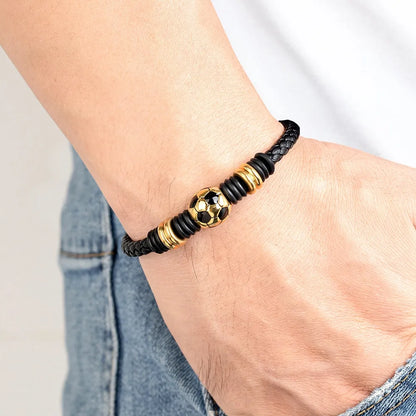 Leather Football Bracelet, Magnet Clasp